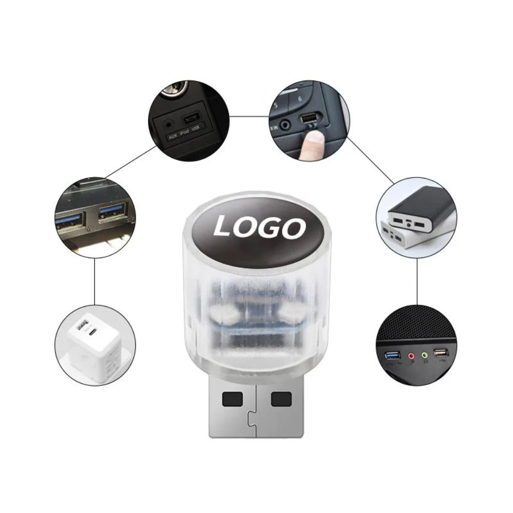 Decorative mini USB LED light for car interiors